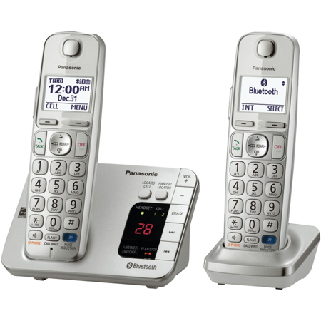 Panasonic KX-TGE262 Link2Cell Expandable Cordless Phone, 2 Handsets, Silver