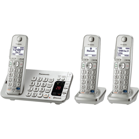 Panasonic KX-TGE273 Link2Cell Bluetooth Cordless Phone, 3 Handsets, Silver