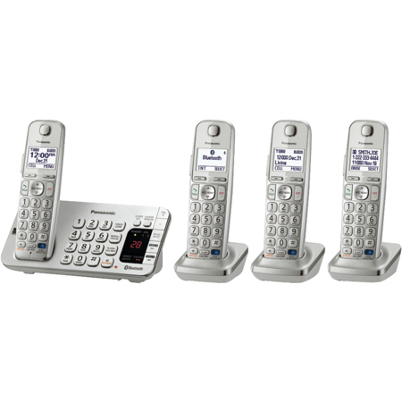 Panasonic KX-TGE274 Link2Cell Bluetooth Cordless Phone, 4 Handsets, Silver