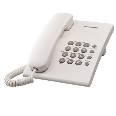 Panasonic KX-TS500 Corded Phone with 6-Step Handset Volume Control, White
