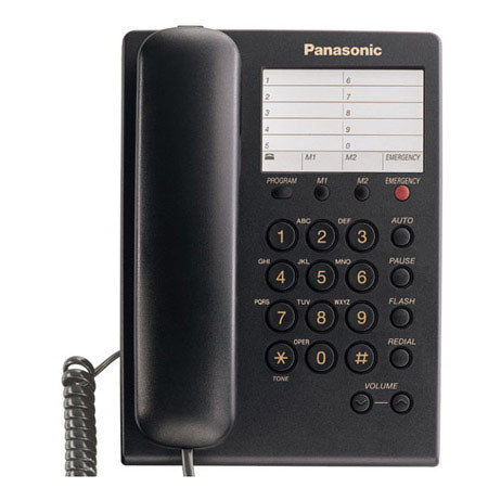 Panasonic KX-TS550 Integrated Corded Phone with Emergency Button, Black