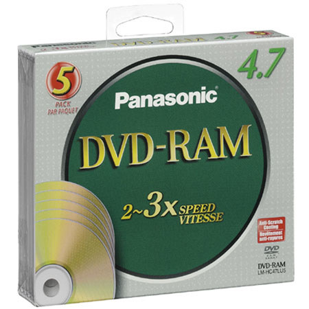 Panasonic LMHC47LU5 Single-Sided DVD-RAM Disc, 5-Pack