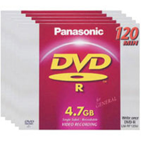 Panasonic DVD-RAM Disc for Video Recording, 120 Minutes, without Cartridge, 5 Pack