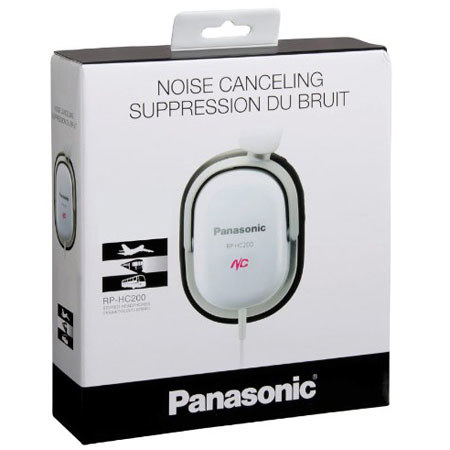 Panasonic RP-HC200 Noise Canceling Around-Ear Stereo Headphones, White