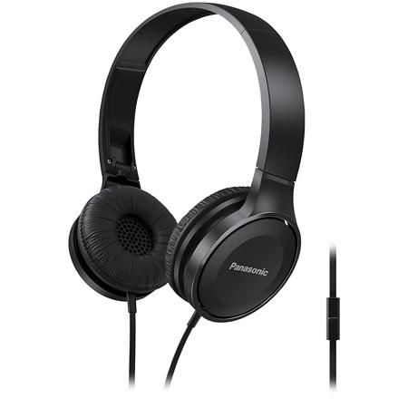 Panasonic RP-HF100M Lightweight On-Ear Headphones with Mic, Black