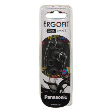 Panasonic RP-HJE125 ErgoFit In-Ear Earbud Headphones, Black