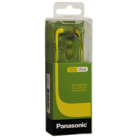 Panasonic RP-HJE140 L-Shaped In-Ear Earbuds, Green