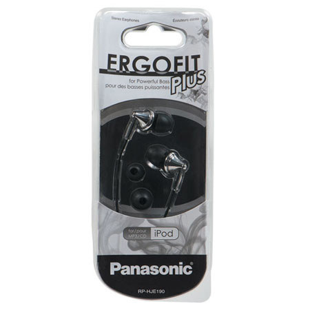 Panasonic RP-HJE190 ErgoFit Plus Long Port Fashion Earbuds, Silver