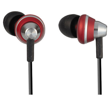 Panasonic RP-HJE355 ErgoFit Earbuds with Cord Adjuster, Red - Adorama