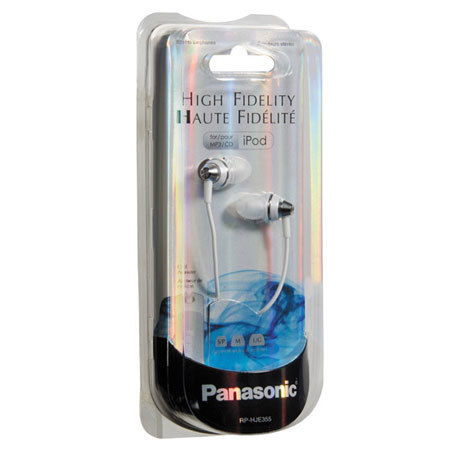 Panasonic RP-HJE355 ErgoFit Earbuds with Cord Adjuster, White
