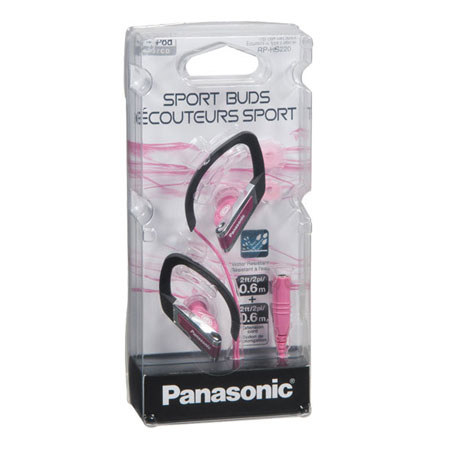 Panasonic Inner Ear Clip Sports Earphones with Extension Cord, Pink