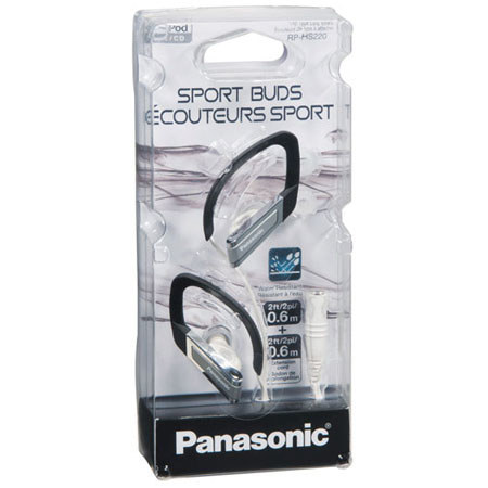Panasonic Inner Ear Clip Sports Earphones with Extension Cord, Silver