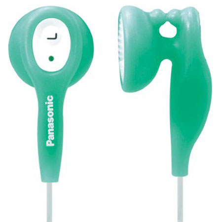 Panasonic Stereo EarDrops Earbud-Style Headphones with Unique Clip Design for Tangle-Free Cords, Green