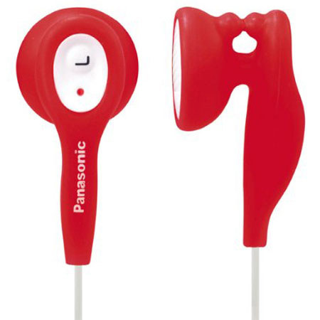 Panasonic Stereo EarDrops Earbud-Style Headphones with Unique Clip Design for Tangle-Free Cords, Red