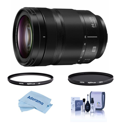 Panasonic LUMIX S 24-105mm f/4 O.I.S. Lens for L Mount, Bundle with Hoya NXT Plus 77mm UV+CPL Filter Kit, Cleaning Kit, Cleaning Cloth