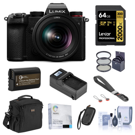 Panasonic LUMIX DC-S5 Mirrorless Camera w/20-60mm Lens, Bundle w/Essentials Kit