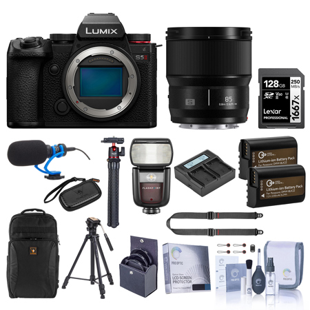 Panasonic LUMIX S5II Mirrorless Camera w/LUMIX S 85mm f/1.8 Lens, Accessory Kit