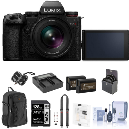 Panasonic LUMIX S5II Mirrorless Camera with LUMIX S 20-60mm f/3.5-5.6 Lens Bundle with 128GB SD Card, Backpack, 2x Battery, Dual Charger, Strap, Screen Protector, and Accessories