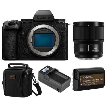 Panasonic LUMIX S5IIX Mirrorless Camera with LUMIX S 85mm f/1.8 Lens, Bundle with Extra Battery with Charger, Alpine 120 Bag