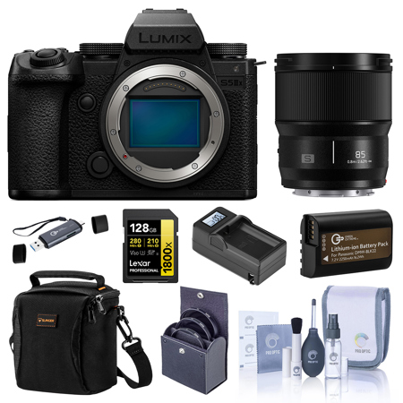 Panasonic LUMIX S5IIX Mirrorless Camera with LUMIX S 85mm f/1.8 Lens, Bundle with 128GB Memory Card, Extra Battery with Charger, Alpine 120 Bag, 67mm Filter Kit
