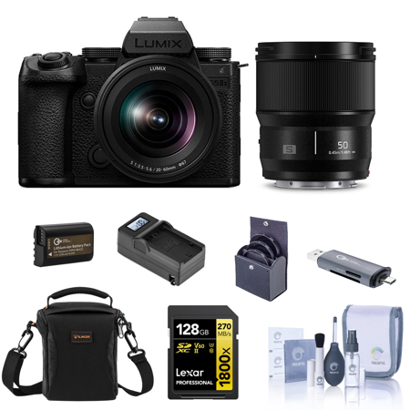 Panasonic LUMIX S5IIX Mirrorless Camera with 20-60mm f/3.5-5.6 and 50mm f/1.8 Lenses, Bundle with Battery, Smart Charger and 67mm Filter Kit