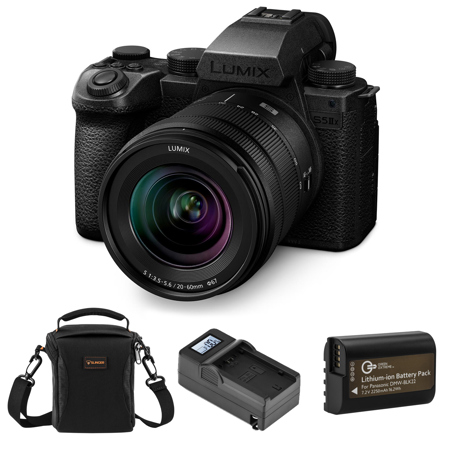 Panasonic LUMIX S5IIX Mirrorless Camera with 20-60mm f/3.5-5.6 Lens, Bundle with Battery, Smart Charger and Shoulder Bag