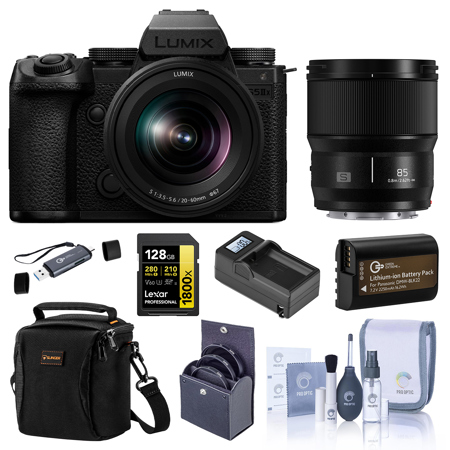 Panasonic LUMIX S5IIX Mirrorless Camera with LUMIX S 20-60mm f/3.5-5.6 Lens and 85mm f/1.8 Lens, Bundle with 128GB Memory Card, Extra Battery with Charger, Alpine 120 Bag, 67mm Filter Kit
