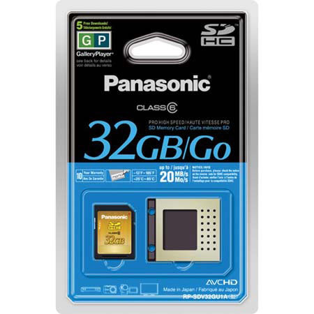 Panasonic 32GB, 20 Mb/Second, Class 6, Secure Digital High Capacity (SDHC) Memory Card