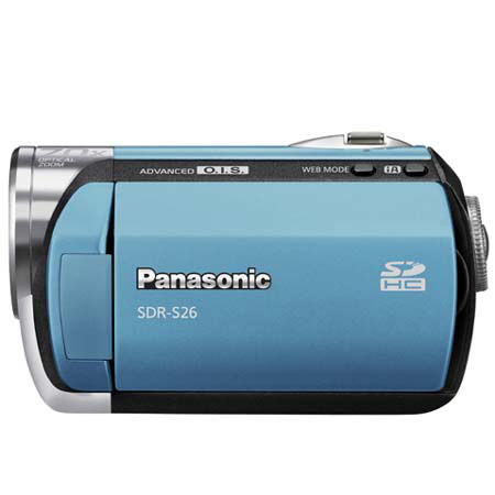 Panasonic SDR-S26 SD Card Standard Definition Camcorder, 70x Optical Zoom, 2.7" LCD Screen, Blue