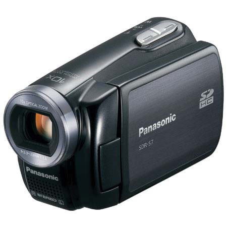 Panasonic SDR-S7K 1/6" CCD Shock-Resistant SD Camcorder, 10x Optical Zoom, 2.7" LCD Screen, SD/SDHC Memory Card Slot, Black