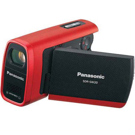 Panasonic SDR-SW20R 1/6" CCD Water, Shock & Dustproof SD Camcorder, 10x Optical Zoom, 2.7" LCD Screen, SD/SDHC Memory Card Slot, Red