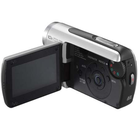 Panasonic SDR-SW21 Shock, Water & Dust Proof SD Card Standard Definition Camcorder, 10x Optical Zoom, 2.7" LCD Screen, Silver