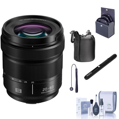 Panasonic Lumix S 20-60mm f/3.5-5.6 Lens for L Mount, Bundle with ProOptic 67mm Filter Kit, Pouch, Lens Cleaner, Cleaning Kit, Lens Cap Tether