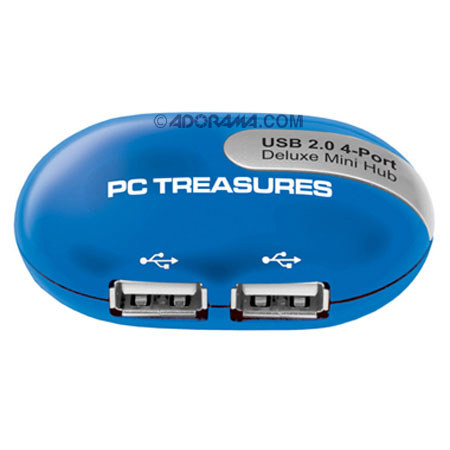 PC Treasures 7209 USB 4 Port Mini Hub for Netbooks Blue