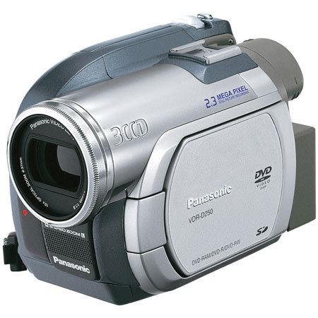 Panasonic VDR-D250, 3-CCD DVD-RAM / DVD-R/-RW Camcorder, 2.3 Megapixel Still Picture Recording, 2.7" Wide LCD, 10x Optical, 700 Digital Zoom, USB 2.0