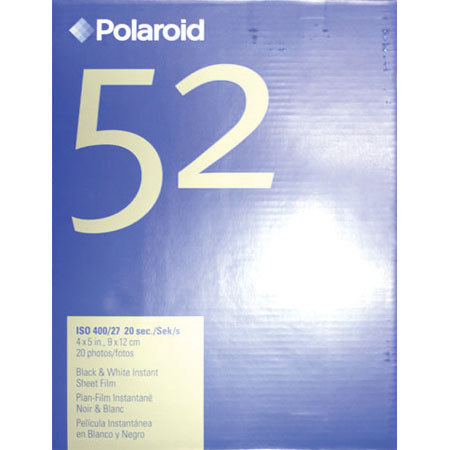 Polaroid 52 4x5 B&W Sheet Film (20) - Perfect for finger documentation, has a gradual tonal range for excellent highlight and shadow detail, this film has the widest grayscale available from any Polaroid instant film.