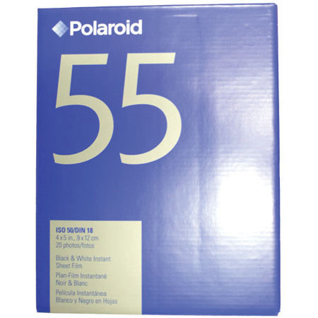Polaroid 55 4x5 B&W Sheet Film (20) An extremely high-resolution positive/negative sheet film for finely detailed black and white prints and negatives.