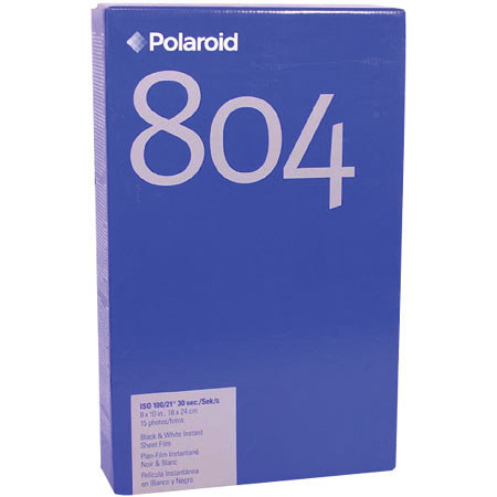 Polaroid 804 Film 8 X 10 (15 Exposures) - An ISO 100 large format black and white sheet film with a wide tonal range, intended for exposures of 1 /10 second or faster.