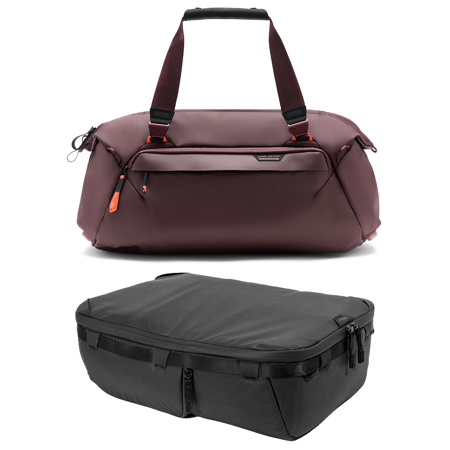 Peak Design 35L Travel Duffel Bag, Eclipse, Bundle w/Camera Cube V2, Large,Black