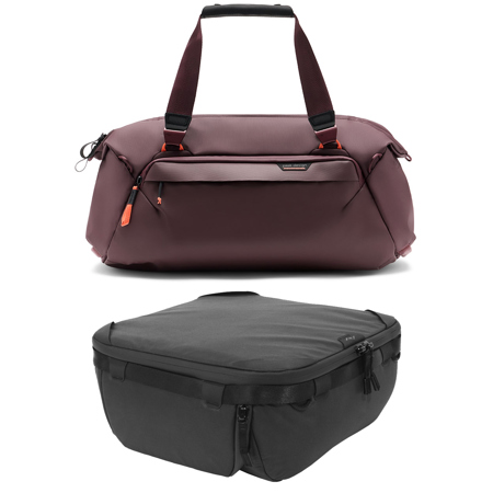 Peak Design 35L Travel Duffel Bag, Eclipse, Bundle w/Camera Cube V2,Medium,Black