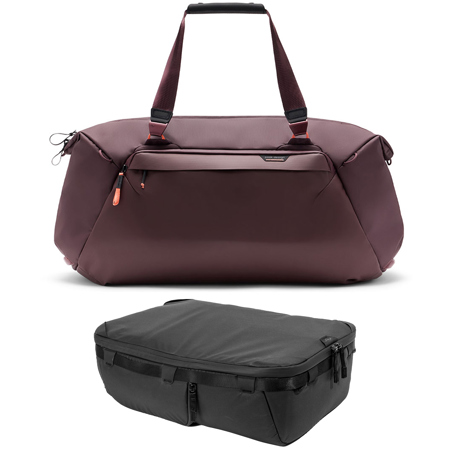Peak Design 65L Travel Duffel Bag, Eclipse, Bundle w/Camera Cube V2, Large,Black