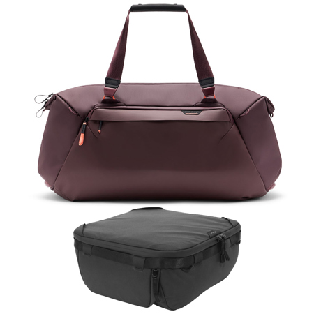 Peak Design 65L Travel Duffel Bag, Eclipse, Bundle w/Camera Cube V2,Medium,Black