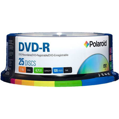 Polaroid DVD+R 4.7GB/120min 16X Recording, 25-Pack
