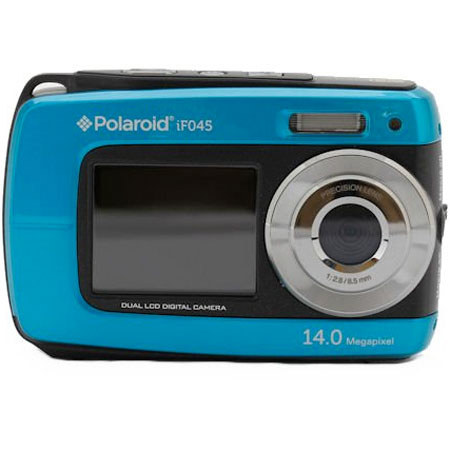 Polaroid IF045 Waterproof Dual Screen Digital Camera, Blue