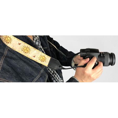 Perri's Leathers CSJ-28 Jacquard Camera Strap, Gold Suns