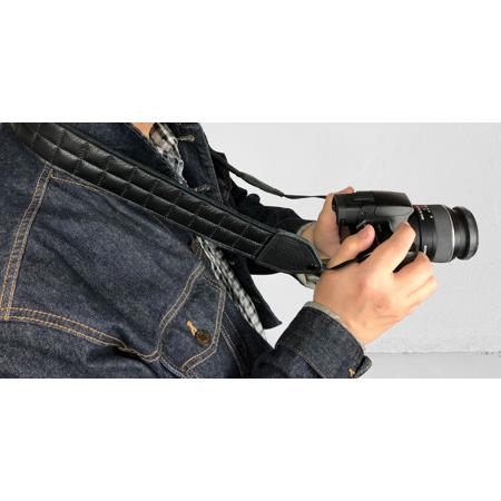 Perri's Leathers CSL-03 Garment Leather Camera Strap,Black Padded Quilted Stitch