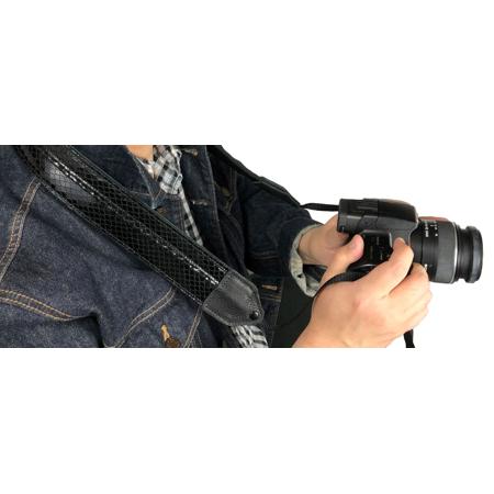 Perri's Leathers CSL-04 Snake Skin Leather Camera Strap, Black with Fold Stitch