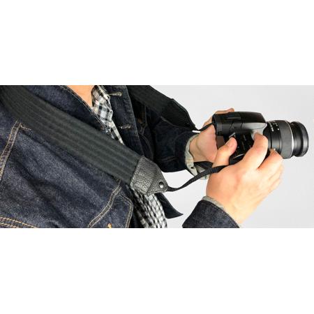 Perri's Leathers CSN-24 Nylon Camera Strap, Black with Ribbed Padded Stitch