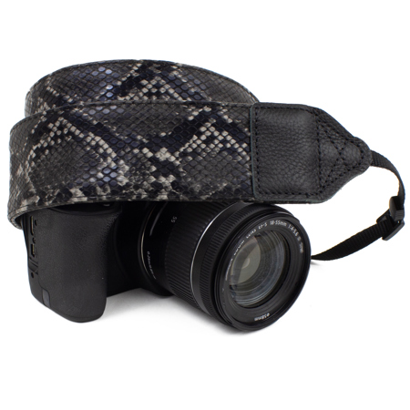 Perri's Leathers CSV-60 2" Vinyl Camera Strap, Faux Snake-Black/Gray
