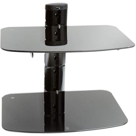 Peerless Dual AV Wall Shelf with Glass, 30 lbs Capacity, Silver